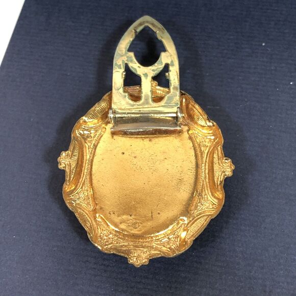 Vintage Oval Dress Clip Renaissance Couple Man Woman Brass Color Retro - Picture 5 of 8
